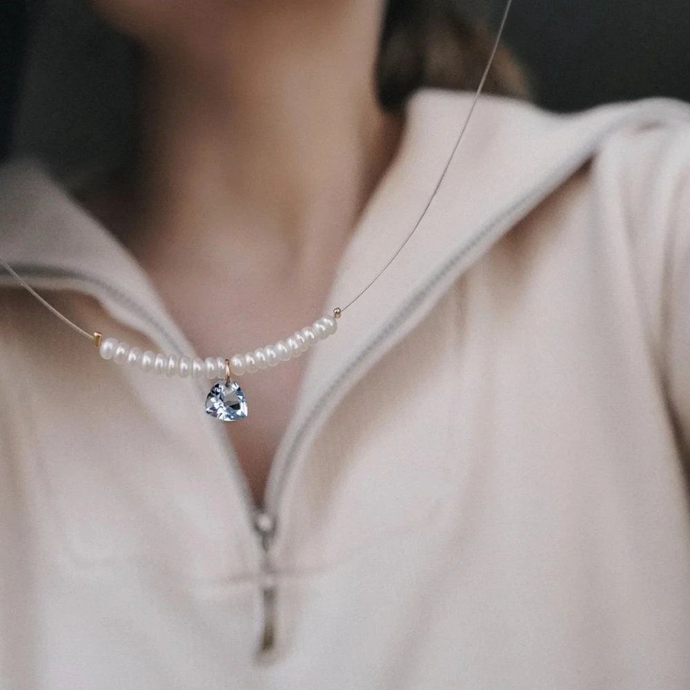 Vintage Fashion Gold Color Simple Shaped Artificial Pearl Peach Chain Elegant For Womens Simple Classic Necklace Jewelry Gift