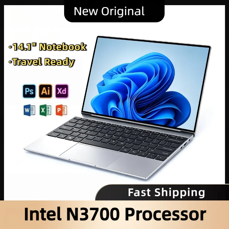 Intel N3700 14.1 Inch Ultra Slim Laptop 16GB RAM 2TB SSD Windows 11 NEW 1920x1080 Display Notebook Gamer Office Study PC
