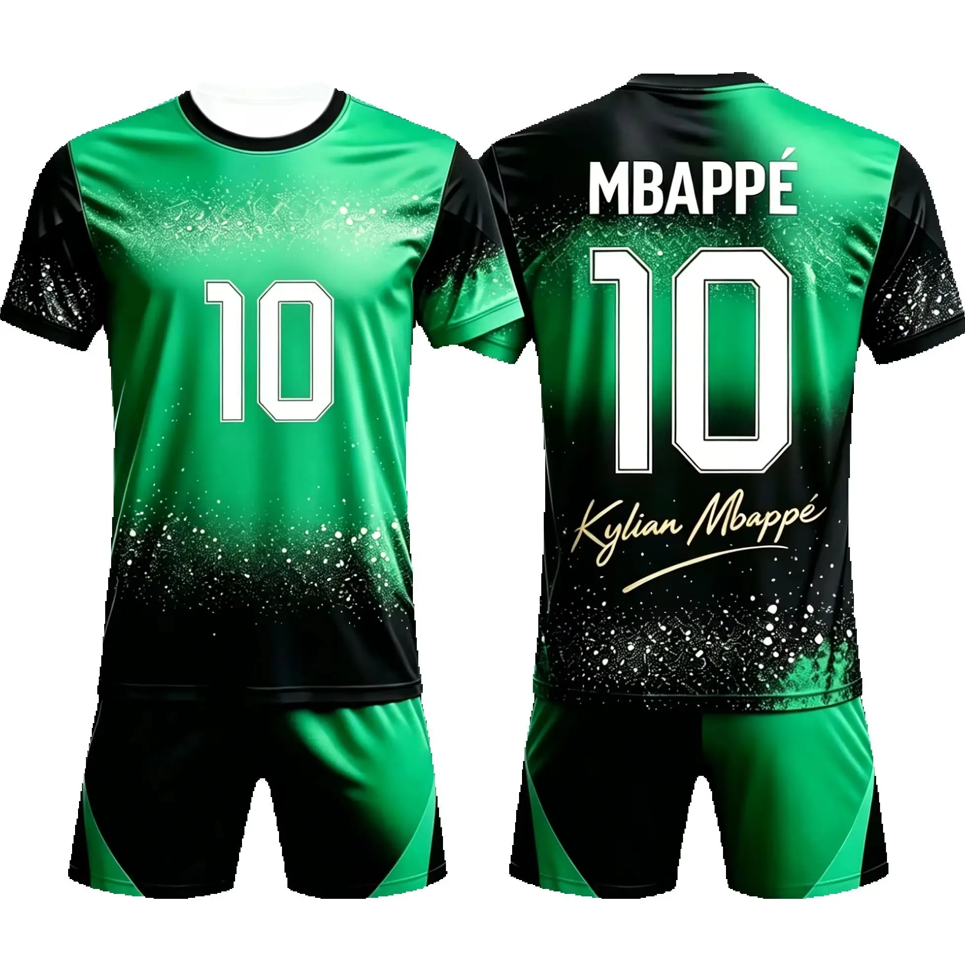 Mbappe No.10 Jersey 3D Printed with Starry Sky Ink Splatter Technology, Quick Drying and Breathable Family Matchingkids T-shirt
