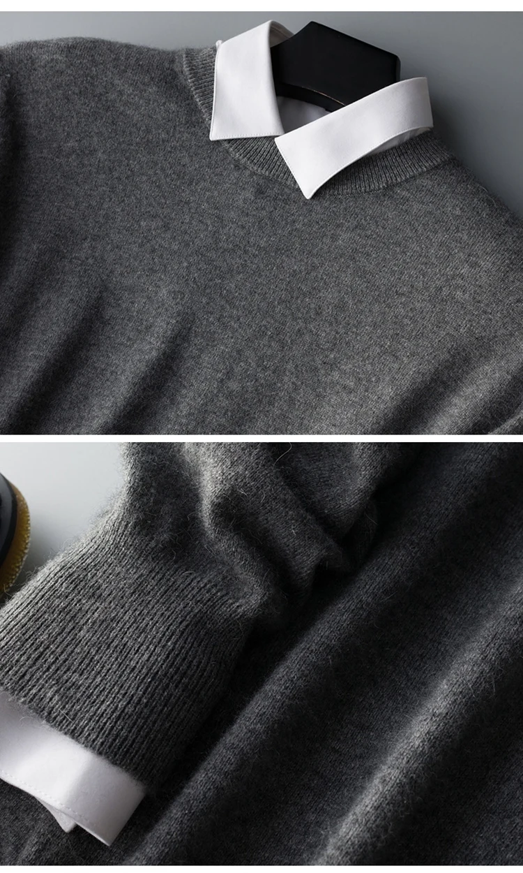 Kaschmir-Baumwollpullover für Herren, 2024, Herbst-Winter-Jersey, Pullover, Robe, hombre, Pull-Homme, Hiver-Pullover, Herren, O-Ausschnitt, gestrickte Pullover – Detail 9