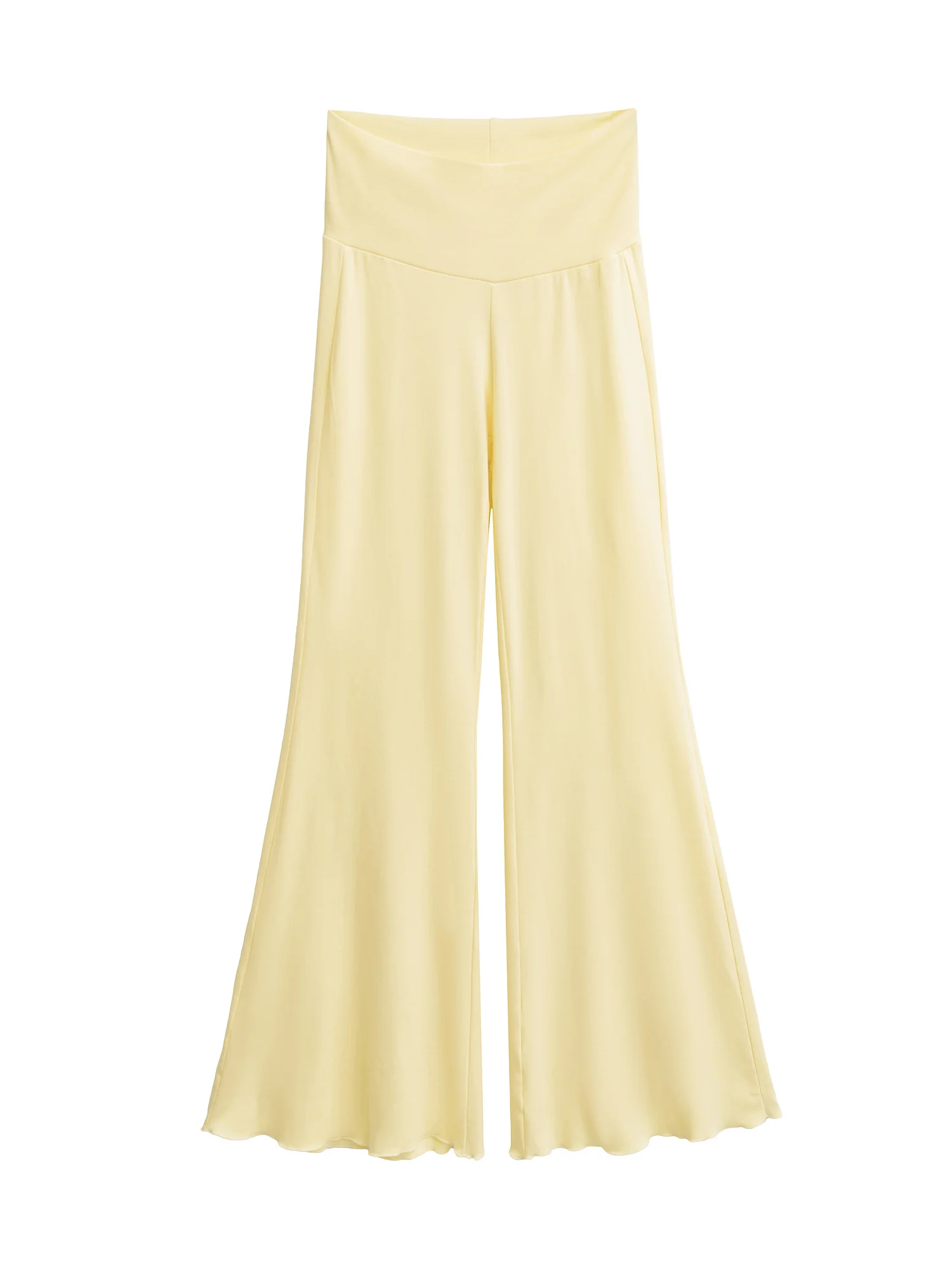 กางเกงขายาวทรงกระดิ่งเอวสูงผ้ายืดสไตล์ลำลองสำหรับผู้หญิง รุ่นสลิมมิ่ง ทรงขากว้าง ยาวแบบกางเกงยีนส์สไตล์อเมริกันสุดฮอต