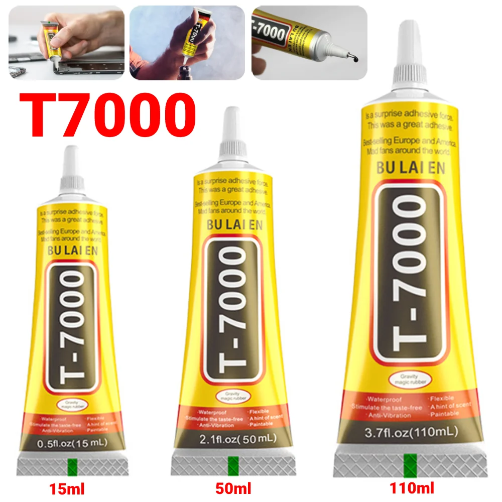 1-3pc 15/50/110ml Multipurpose DIY Glue T7000 Black Contact Cellphone Tablet Repair Adhesive Glue forLCD Touch Screen Rhinestone