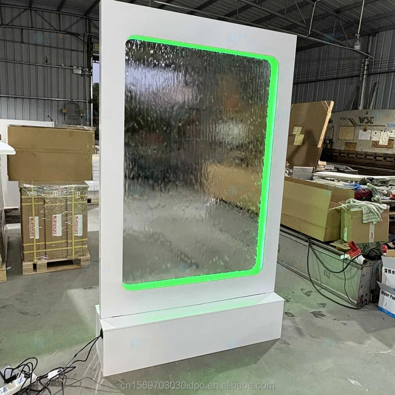 custom.Modern Style Wedding Waterfall Backdrop Hot Sale with White Tempered Glass Metal Stand Event Decoration