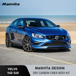 Manvita Dry Carbon Fiber Body Kit For Volvo V60 S60 OEM Style Dry Carbon Fiber Accessories Aero kit Front Splitter Side Skirts