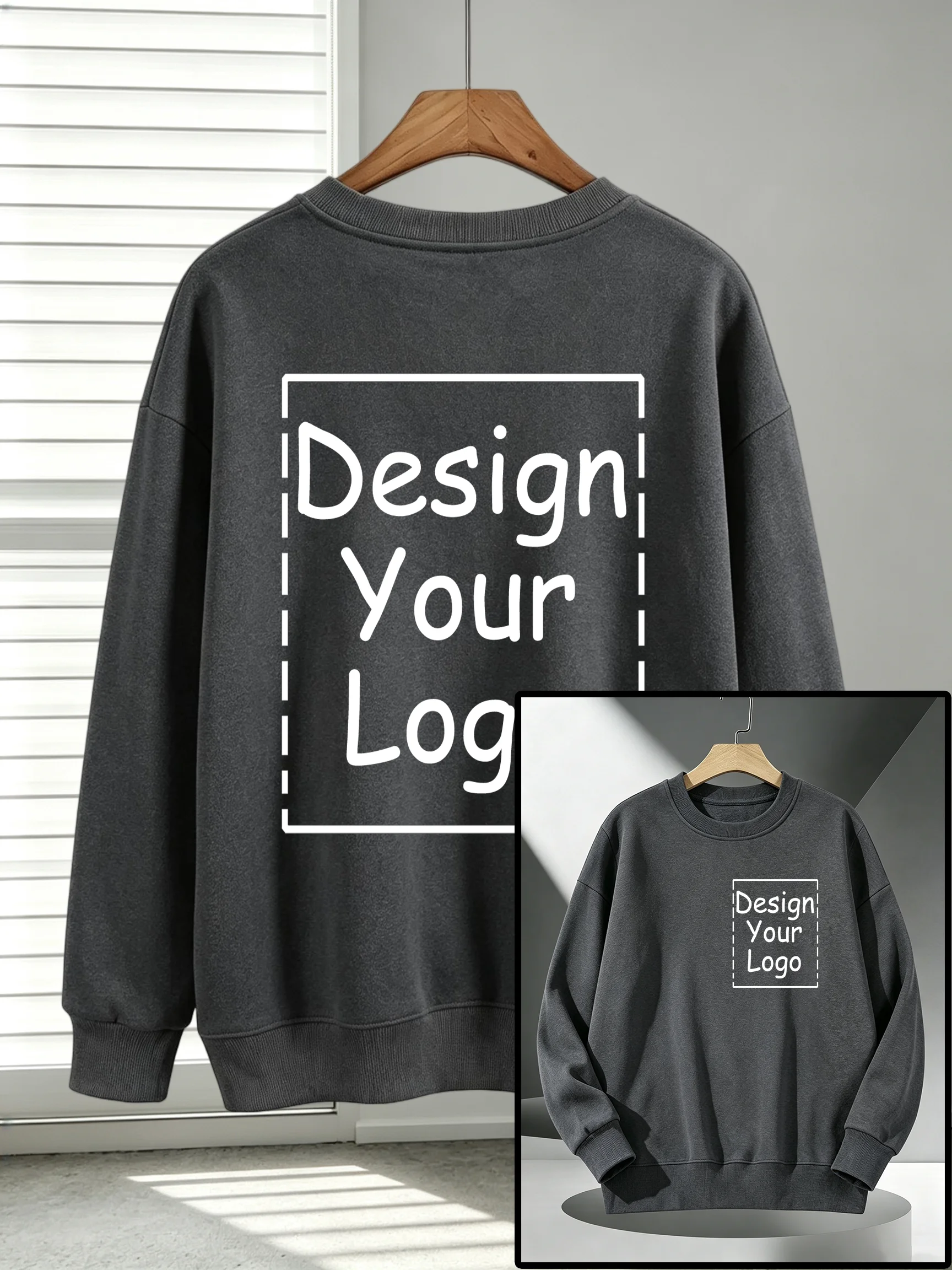Herren-Freizeit-Sportpullover, personalisierbar, mit individuellem Aufdruck, Sweatshirts, Herbst-Fleece, O-Ausschnitt, Streetwear, Team-All-Match-Kleidung – Detail 16
