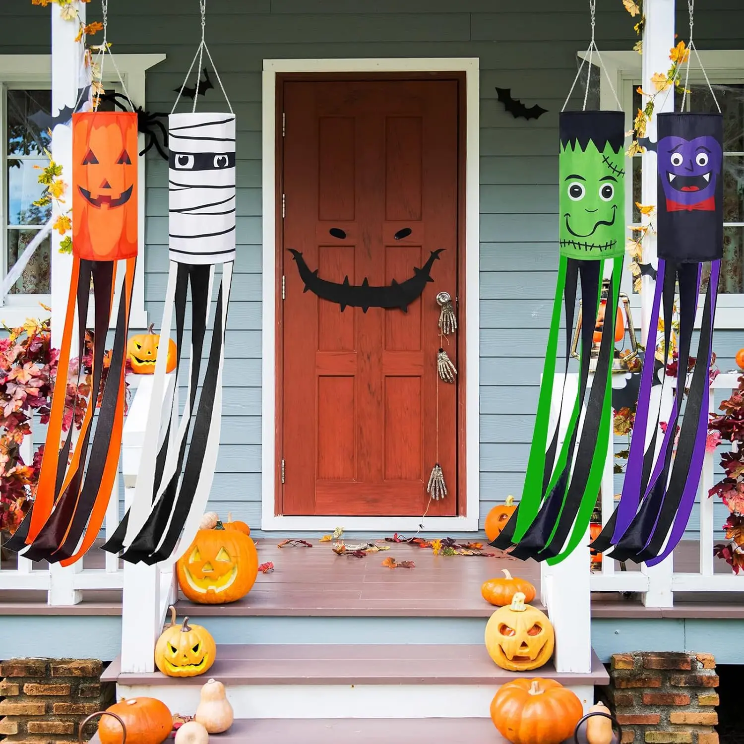 Halloween fantôme vent suspendu fantôme drapeau Festival jardin extérieur ornement fantôme visage vent