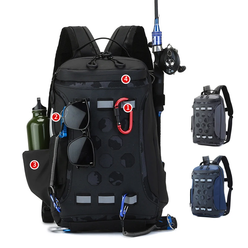 

Multi Functional Backpack, Large Capacity Outdoor Lure Fishing Gear Storage Backpack, Wear-Resistant And Rainproof Oxford,B431
