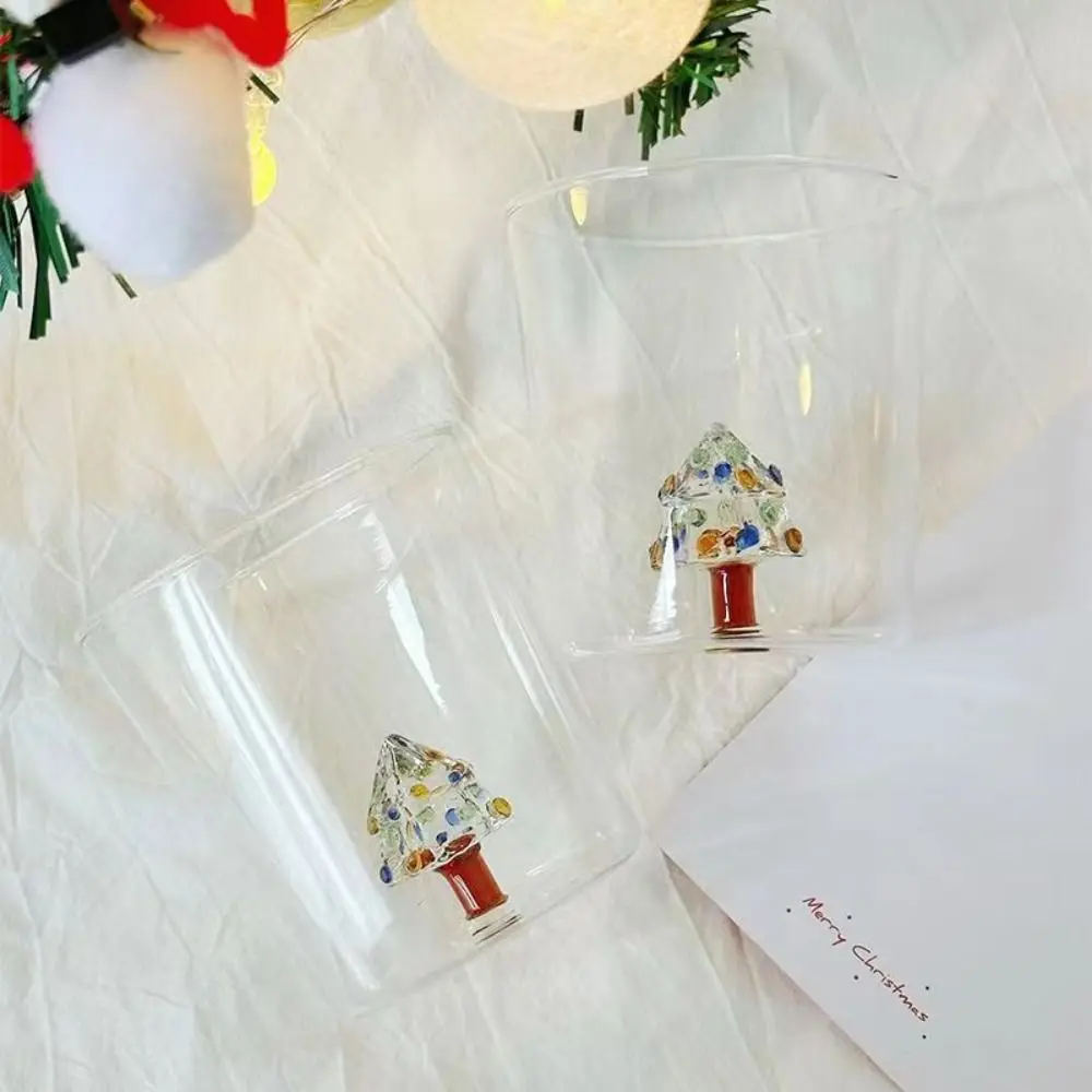 Creative 3D Christmas Tree Glass Cup Transparent Glass Goblet Drink Bottle Home Office