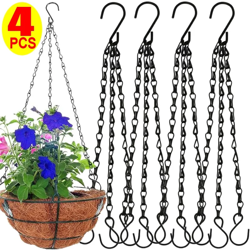 4/1Pcs Hanging Baskets Chains with Hooks Flower Plant Pot Hanger Chain Rattan Hanging Pendant Chain Grow Tool Garden Decorations