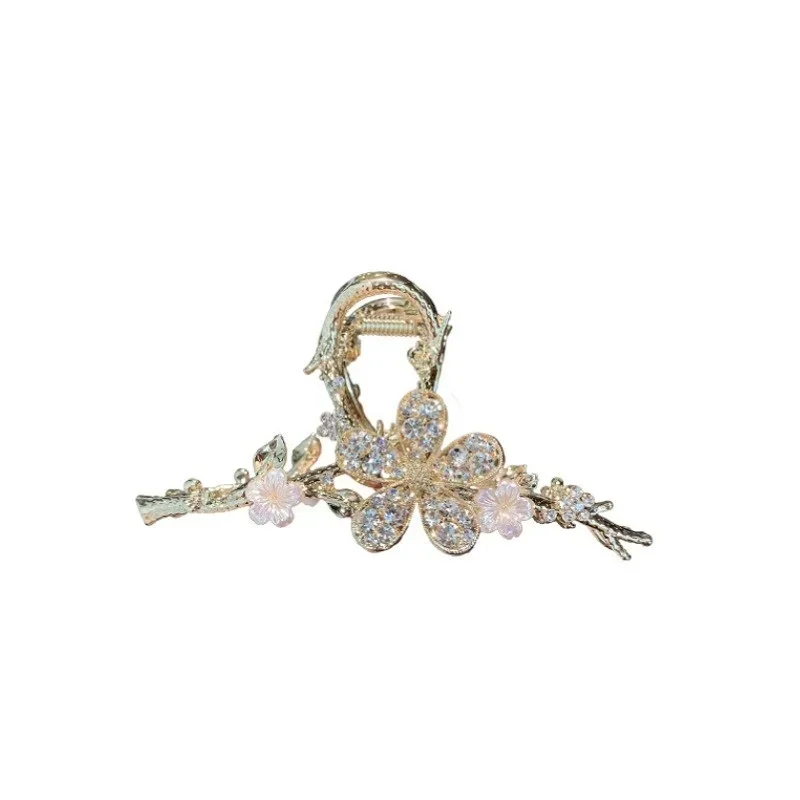 Popular Rhinestone Metal Grab Clip Vintage Hair Clip Gold and Silver Metal Pearl Flower Hair Clip Exquisite Compact Accesorios