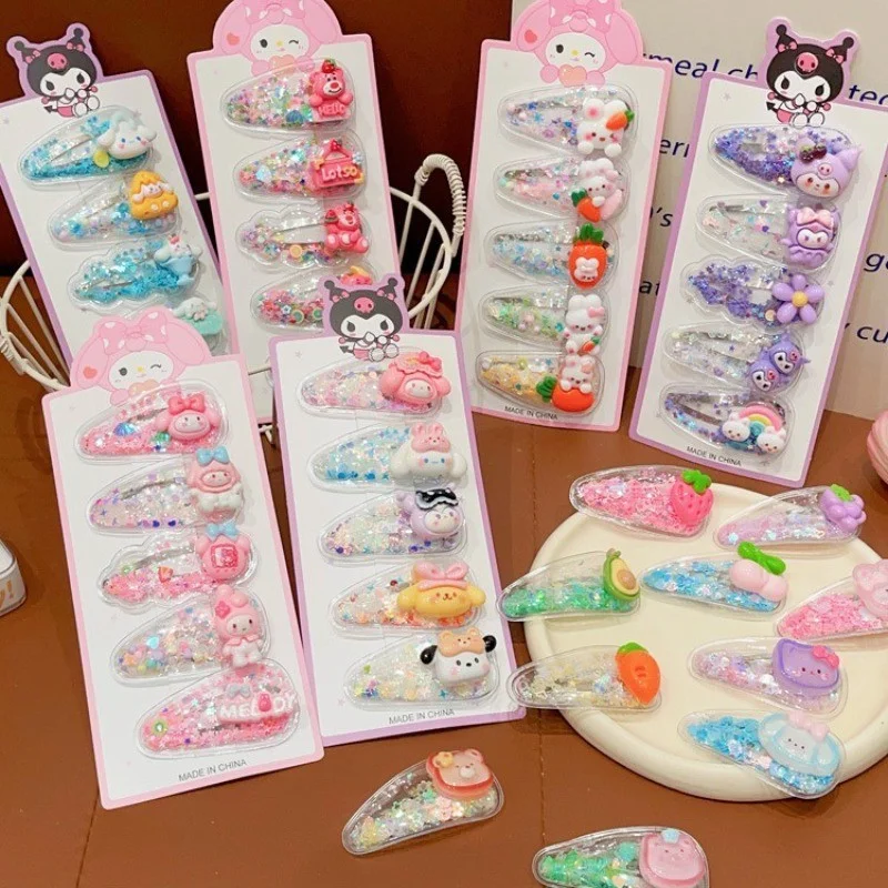 

5pcs/set Sanrio Cartoon Sequin Hair Clip for Kids Korean style Fashion BB Clip Cute Girl Side Clip