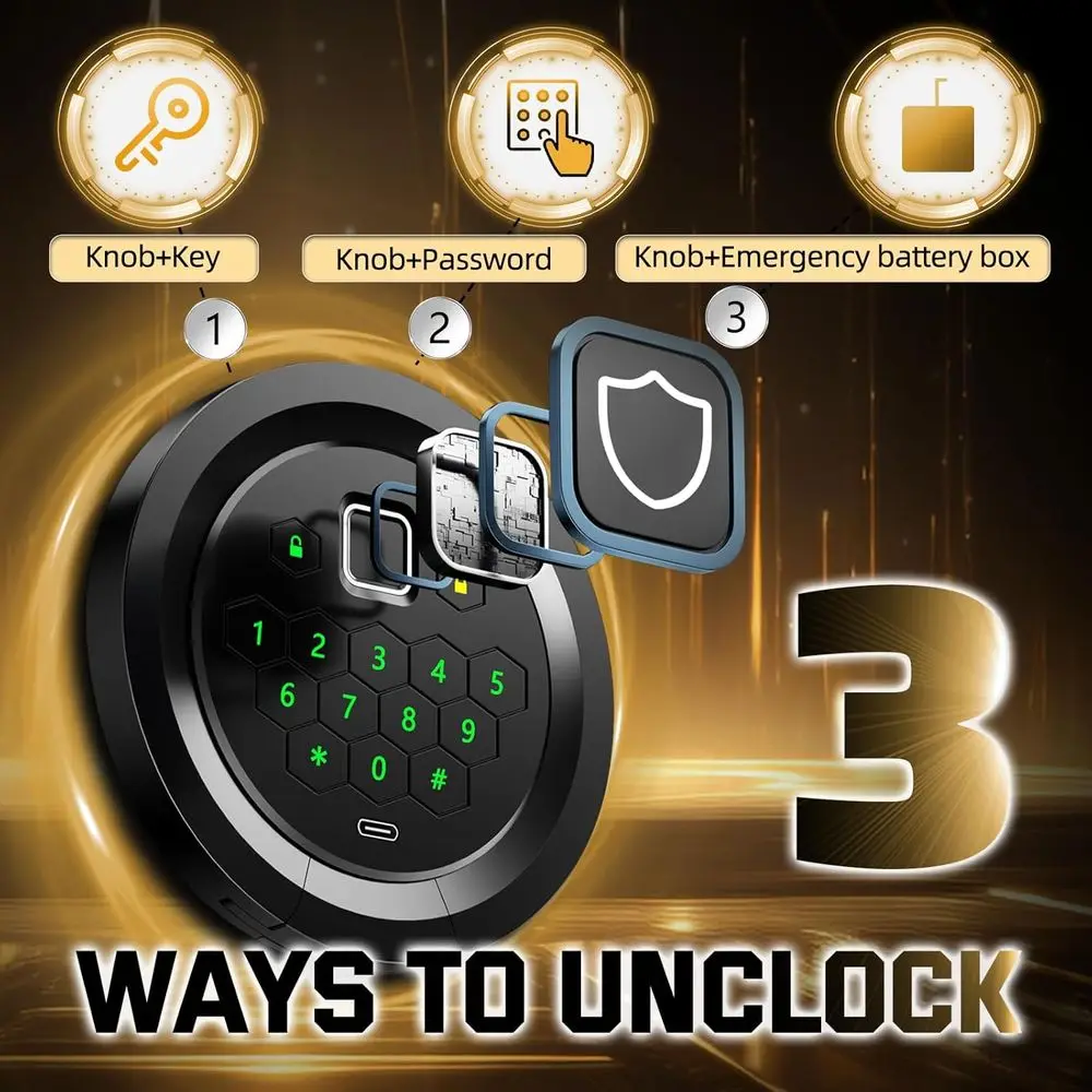 Sicuro per pistola con accesso digitale sicuro per fucili e pistole con sistema di allarme e ripiani regolabili per uso domestico