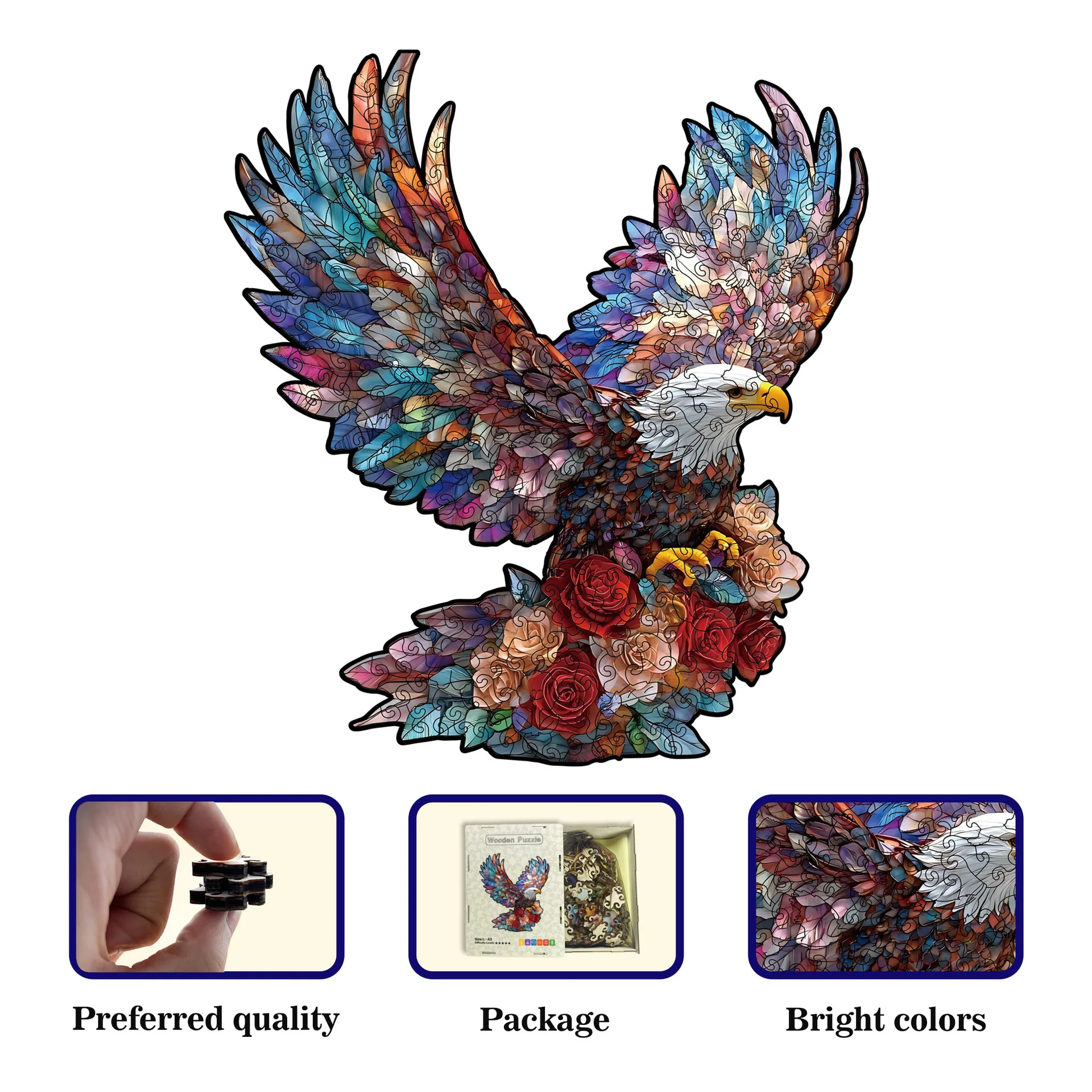 120/246 قطعة لغز النسر الخشبي غير النظامية على شكل بازل قطع لعبة تخفيف التوتر هدايا عيد الميلاد ألعاب تعليمية ممتعة