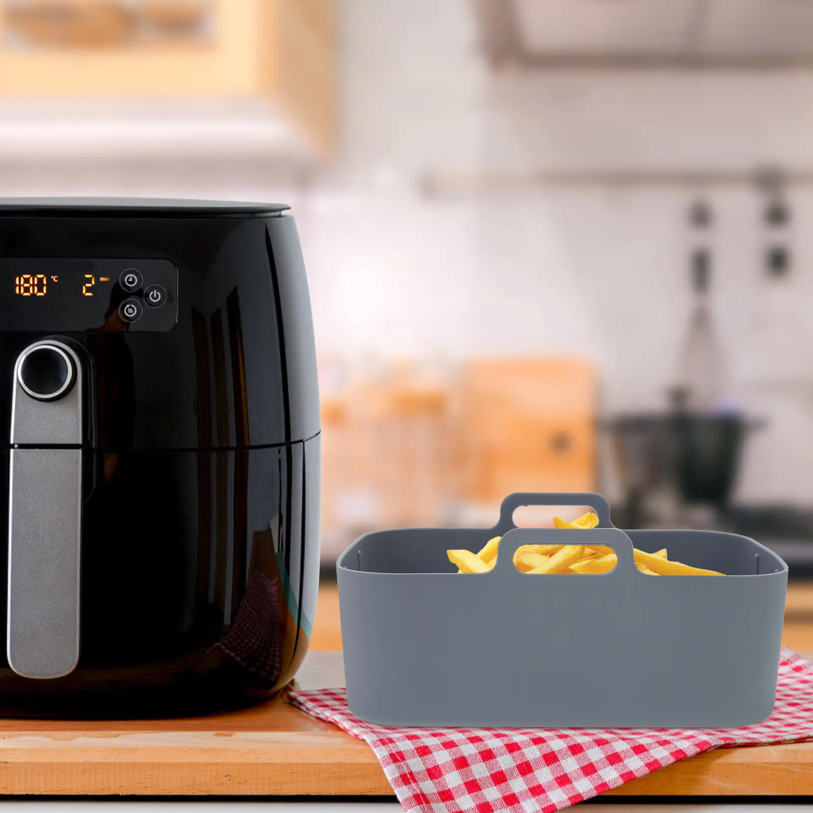 Silicone Air Fryer Basket Liner Reusable Nonstick Dishwasher Safe Heat Resistant for Air Fryer