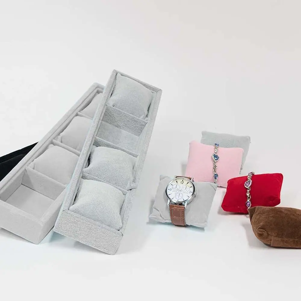 Wristwatch Case Watch Display Holder Bracelet Watch Storage Organizer Flannelette Cloth Jewelry Displays Case 4 Grids Collection