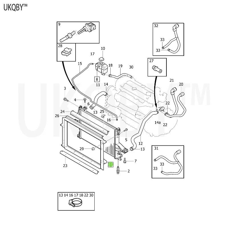 Expansion tank horizontal protection filler cap radiator hose, upper 31319056 radiator