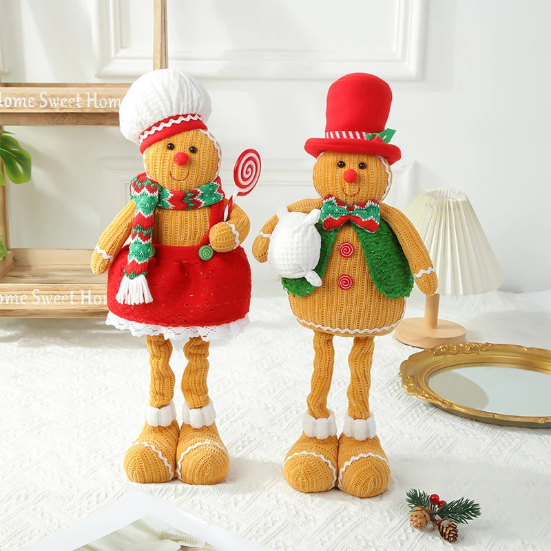 Retractable Gingerbread Man Doll Biscuit Cookie Man Toy Dolls Ornaments Christmas Decor