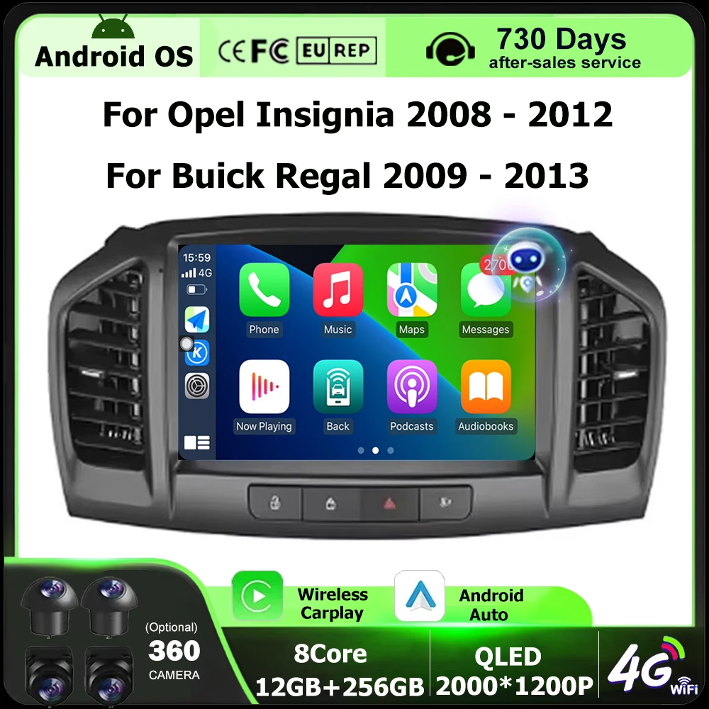 

Android Auto для Opel Insignia 2008-2012 для Buick Regal 2009-2013 Автомобильный радиоприемник Мультимедийный видеоплеер GPS Carplay BT DSP 9 дюймов