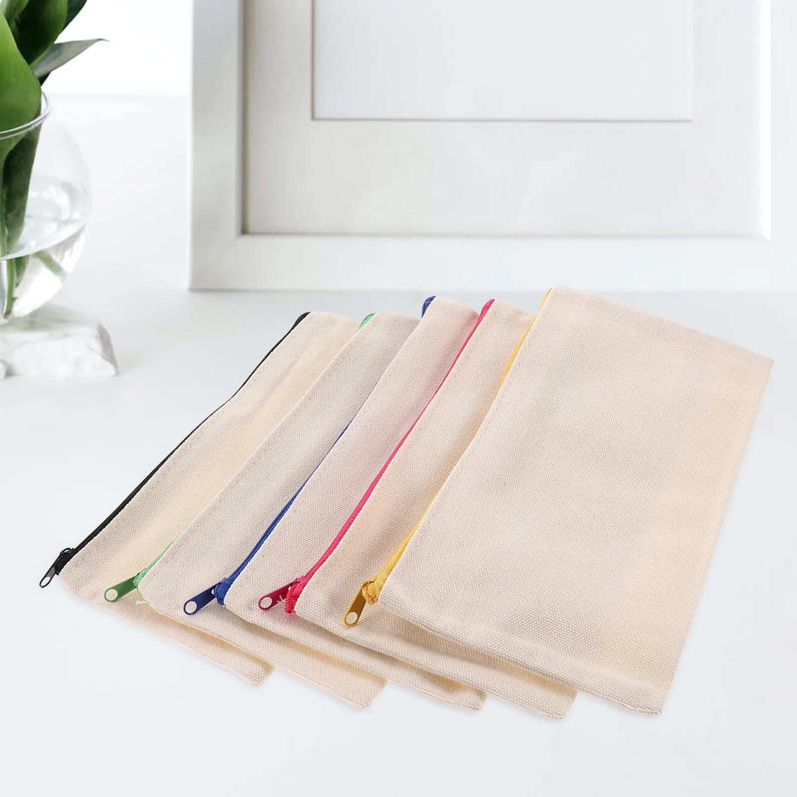 

5 Pcs Zipper Pencil Case Blank Makeup Bags Gradient Storage Graffiti DIY Toiletry Canvas Travel Pen Holder Organizer