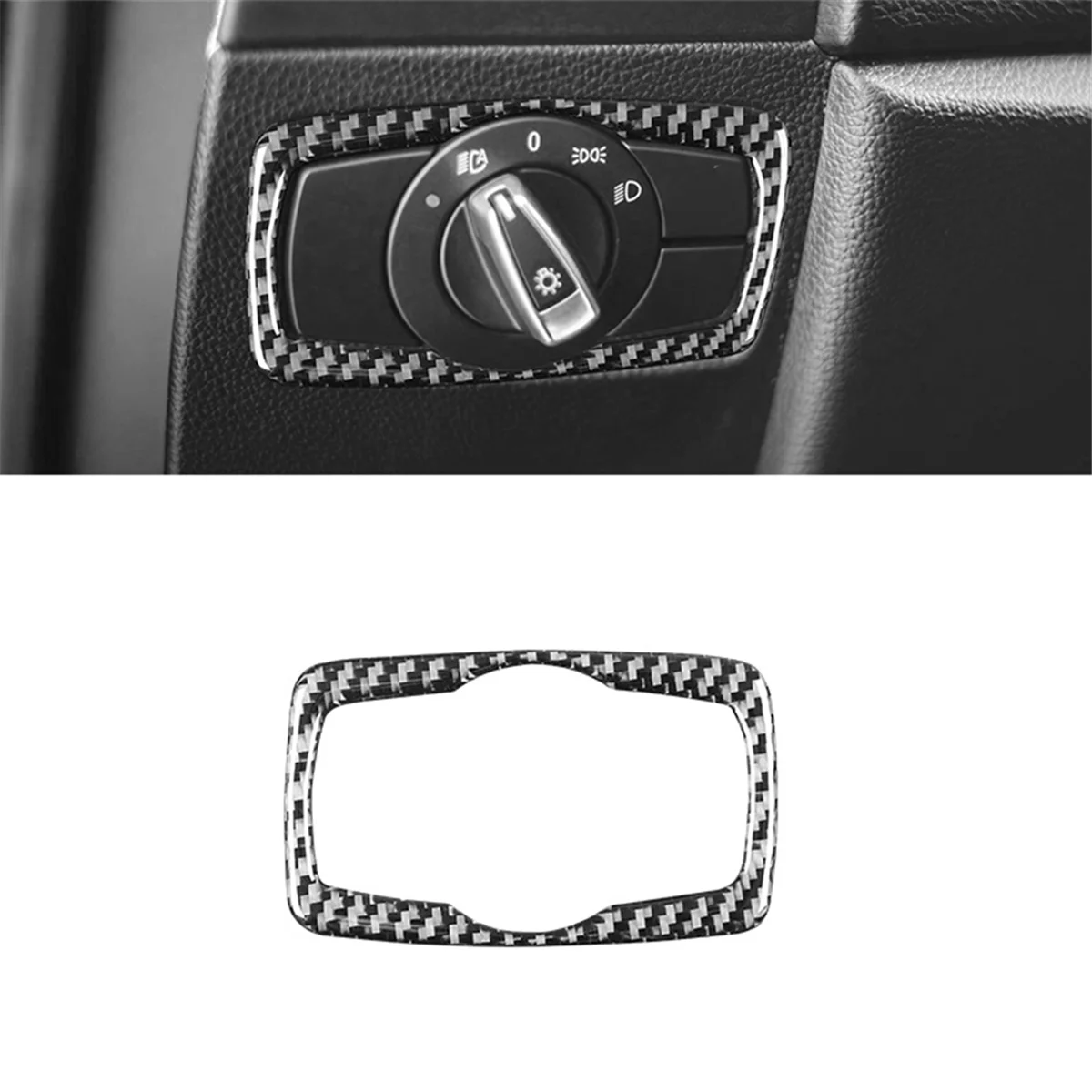 Carbon Fiber for BMW 1 Series E87 E81 E82 LHD 2008-2013 Headlight Switch Buttons Cover Trim Interior