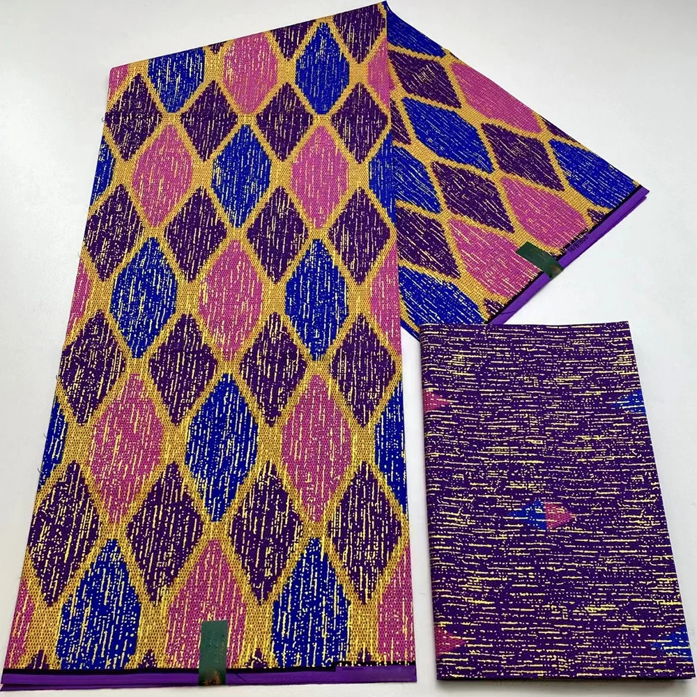 

4 + 2 ярда Африканская Анкара Золотая настоящая восковая ткань 100% хлопок Ките Нигерия Гана Стиль для женщин Платье Ткань Швейные материалы