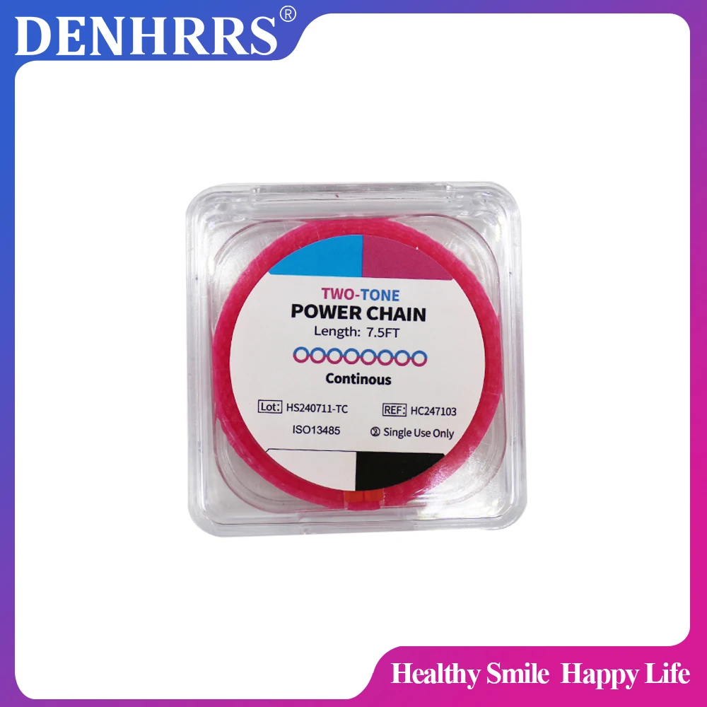

Orthodontic Dental Two Tone Power Chain Length 7.5feet Elastic Ultra Chain Short