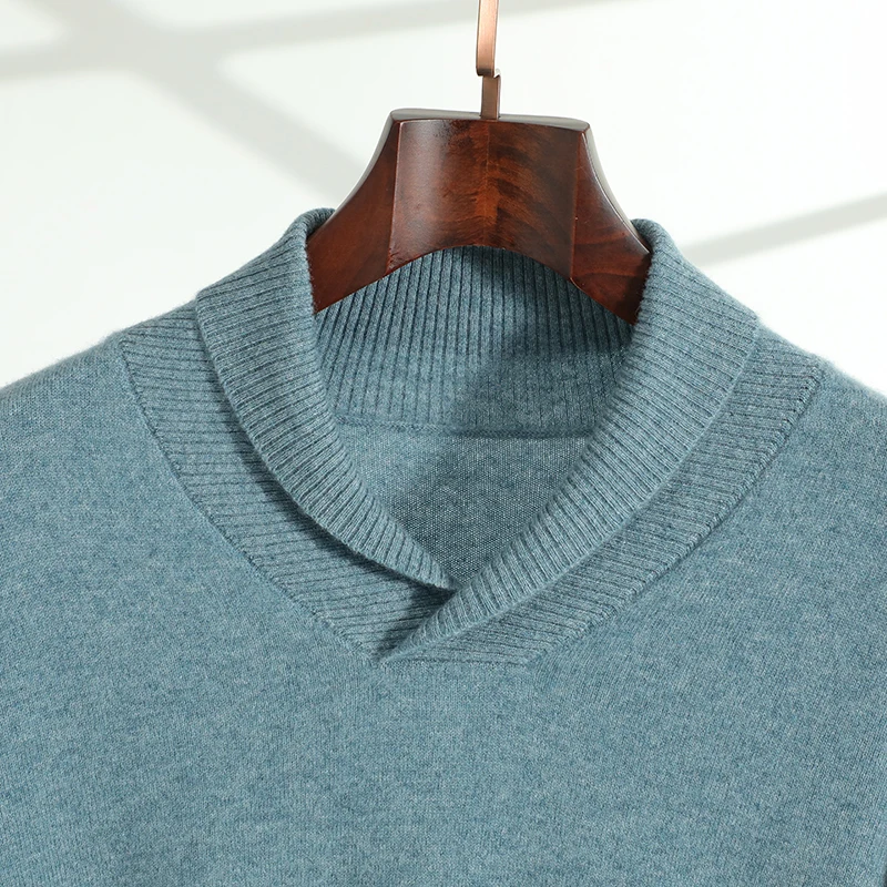 Men's Autumn Winter 100% Pure Cashmere Shawl Collar Warm Pullover Sweater Fashionable And Comfortable Woolen Knitwear for Men