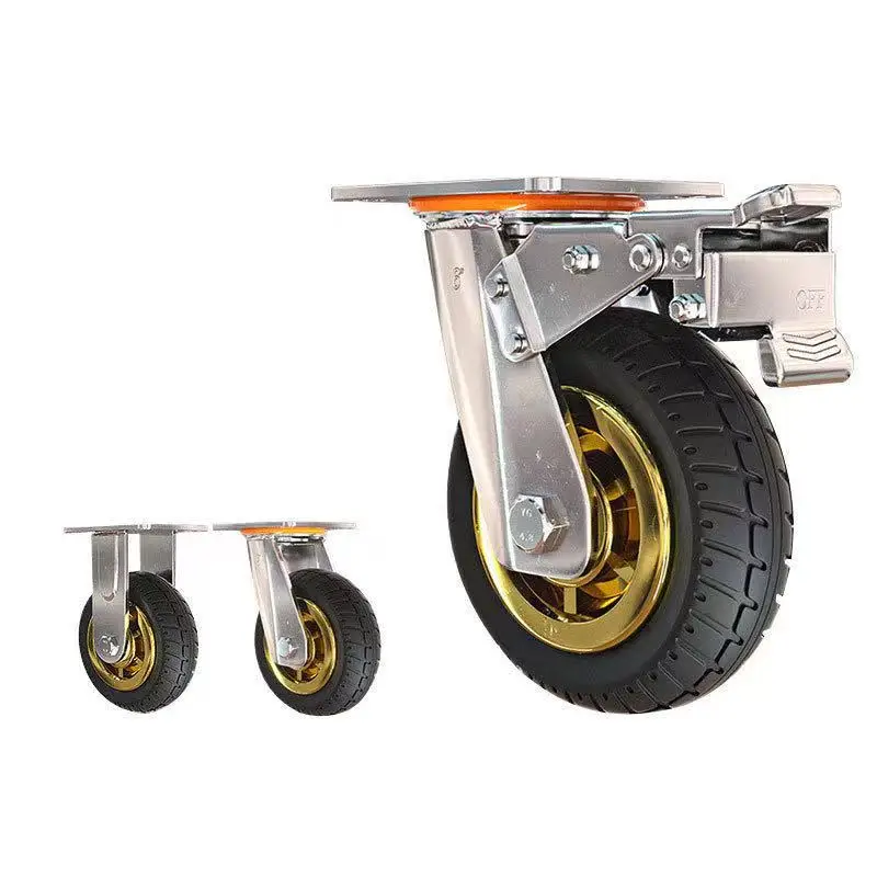 

1pcs 3/4/5 inch Universal Soft Rubber Furniture Casters One-Way Quiet Heavy Duty Caster Brake Wheels For Desk Carts