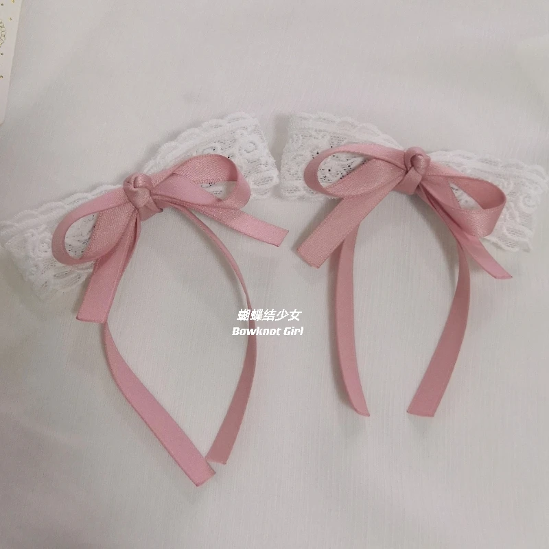 Double Ponytail Lolita Headwear, Bow Ribbon Hairpin, Bonito Headwear Japonês, Acessórios de Cabelo, Sweet Girl Head Rope