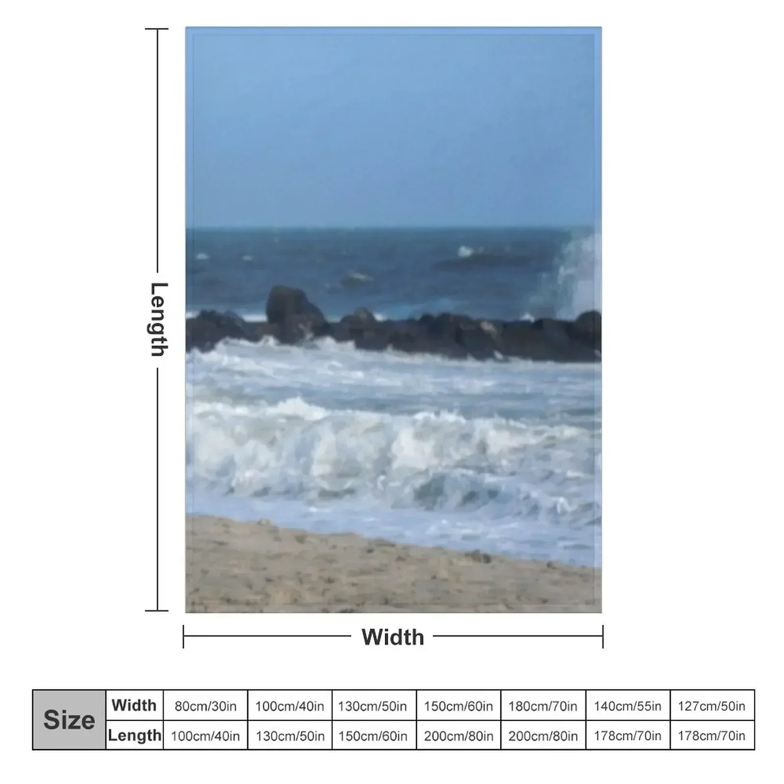 Ocean Beach Rocks Photography Cape May, New Jersey photo Throw Blanket Thins Designers Luxury Designer Blankets
