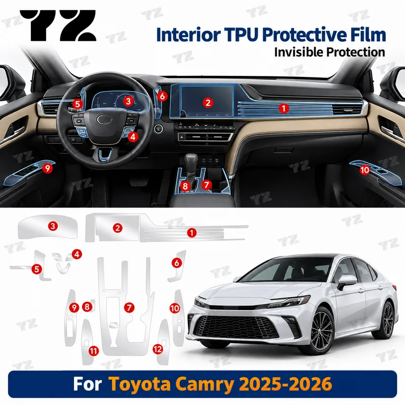 YZ Invisible Interior TPU Protective Film For Toyota Camry 2025-2026 Interior Decoration and Protection Layer