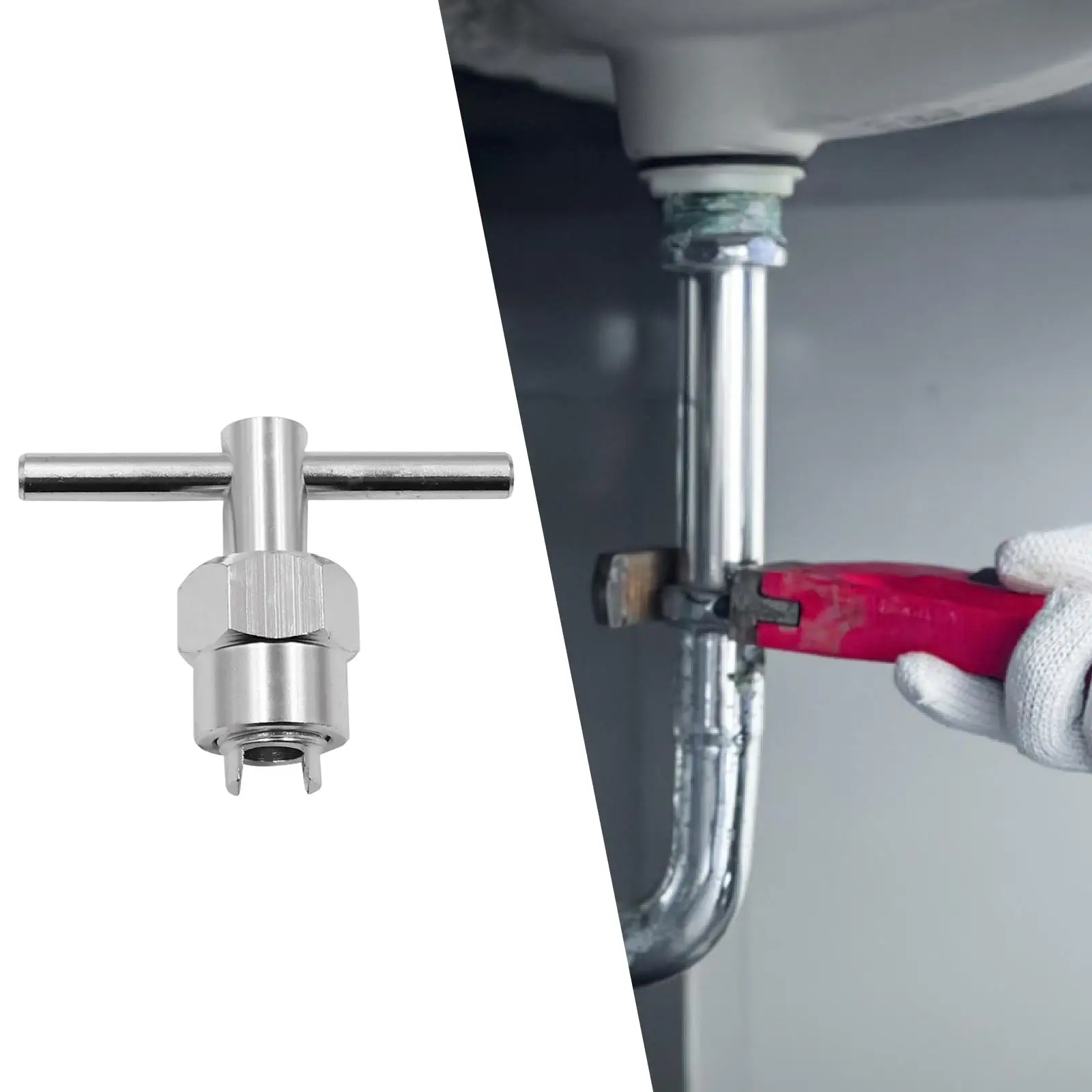 Valve Core Removal Tool Silver Aluminum Alloy Puller Portable Plumbing Extractor for Tub Shower Bathroom Repair Tasks