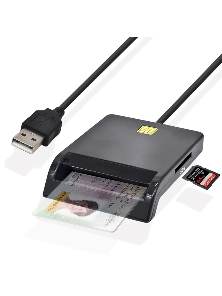 UTHAI X02 USB epiSmart Lecteur de carte pour carte bancaire IC/ID EMV SD TF MMC Lecteurs de cartes USB-CCID ISO 7816 pour Windows 7 8 10 Linux OS