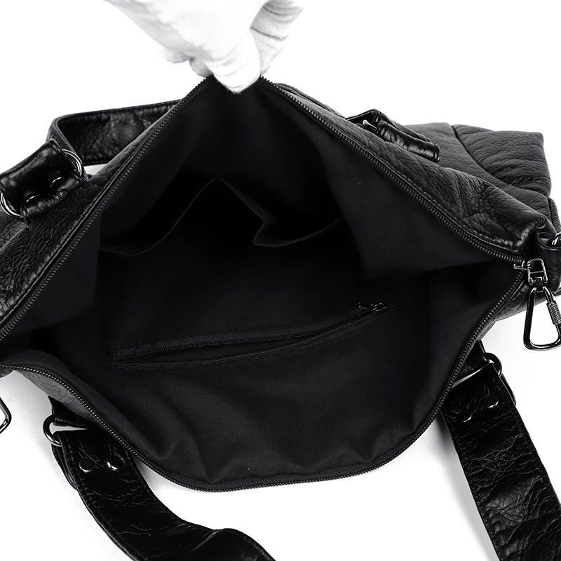 Women's Shoulder Bags High Quality Wash Skin Leather Messenger Crossbody Bag Large Capacity Commute Fashion Ladies Handbags Tote