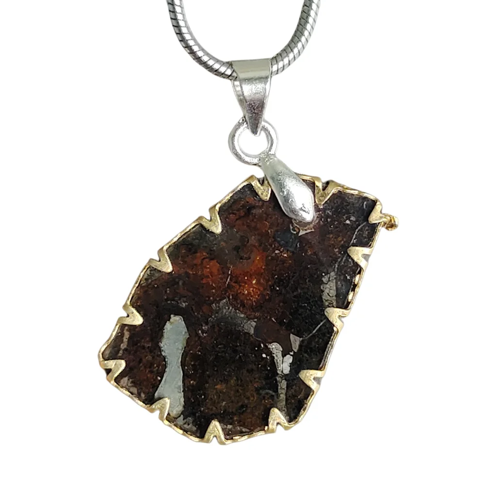 

Kenya Olive Meteorite Pendant Sericho Natural Meteorite Necklace Olive Meteorite Specimen Collection - CB112