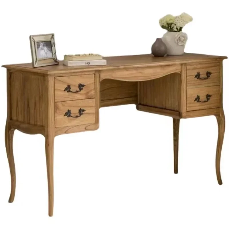 

Старый комод из цельного дерева в американском стиле в стиле ретро, французский дубовый состаренный серый столик для макияжа для спальни