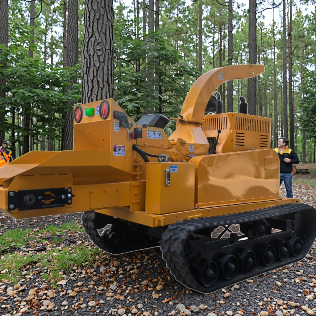 Hot Sell Forestry Machinery Large Diesel-Powered Wood Chipper Industrial High Efficiency Shredder Wood Crusher Tractor Engine 1