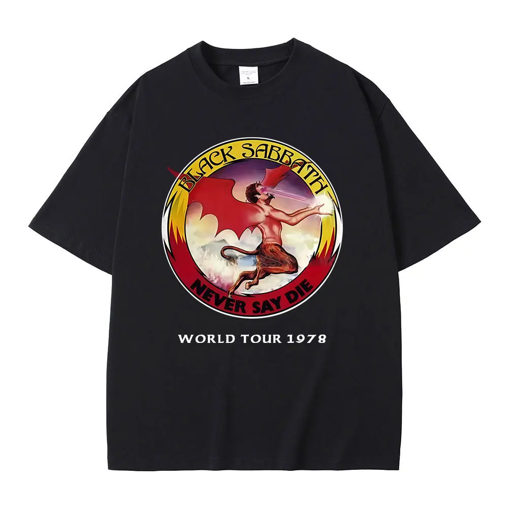 

Heavy Metal Rock Band Black Sabbath Never Say Die World Tour 1978 T-shirts Ozzy Osbourne T-shirt Men Oversized Vintage T Shirts