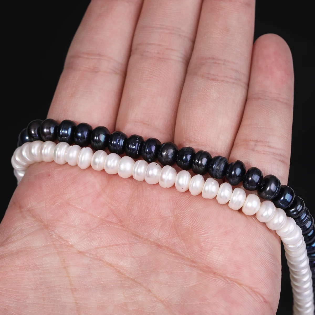 Genuine Natural Freshwater Cultivated Pearls White and Black Flat Pearls 6-7mm Loose Pearl Beads for Jewelry Making DIY Jewelry