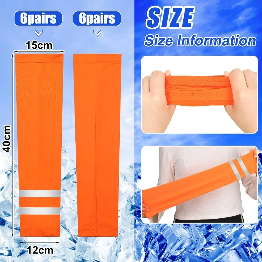 6 Pairs UV Sun Protection Arm Sleeves for Men Women Reflective Cooling Comprion Sleeves Golf Outdoor Sports