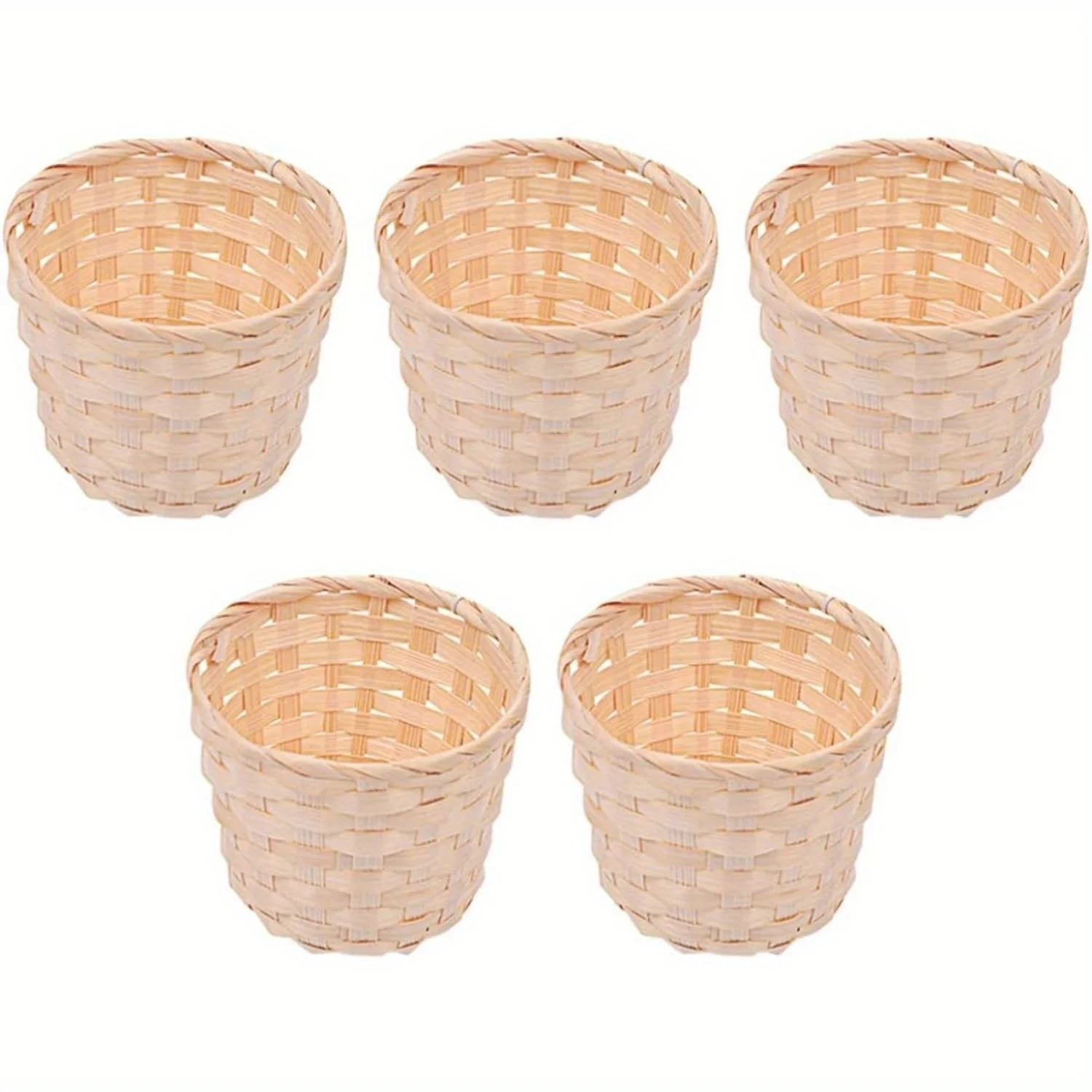 Woven Flower Basket Small Wicker Baskets For Crafts Candy  Buckets Bamboo Desk Hyacinth Basket Plant Food Toy Snack Basket Blush