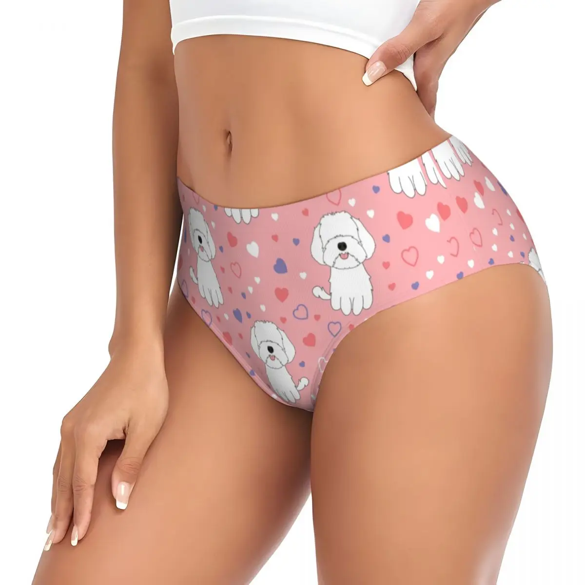 Maltipoo Moodle para amantes de los perros, ropa interior transpirable, personalizada, amor, blanco