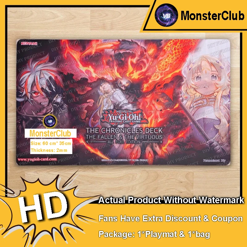 

YuGiOh Playmat The Fallen & The Virtuous TCG CCG Mat Light of The Branded Board Game Trading Card Game Mat Rubber Mouse Pad Bag