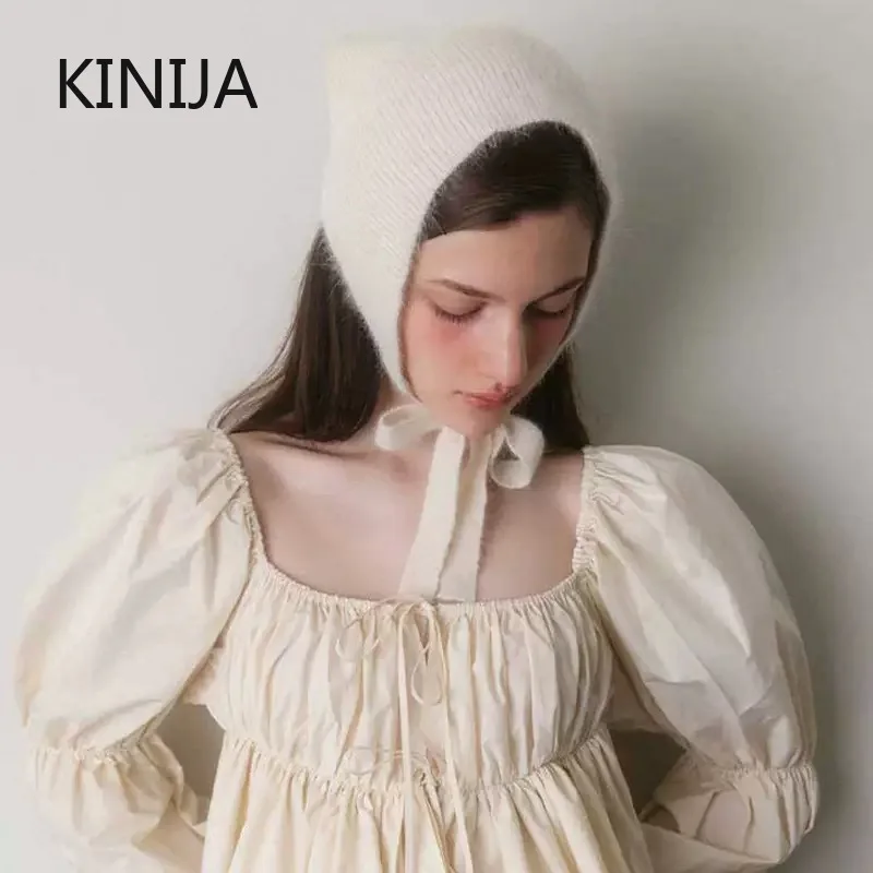 الحجاب الفرنسي المرأة الربيع الشتاء الدافئة أفخم محبوك مثلث وشاح الحلو ولطيف الدانتيل متابعة غطاء عقال #2