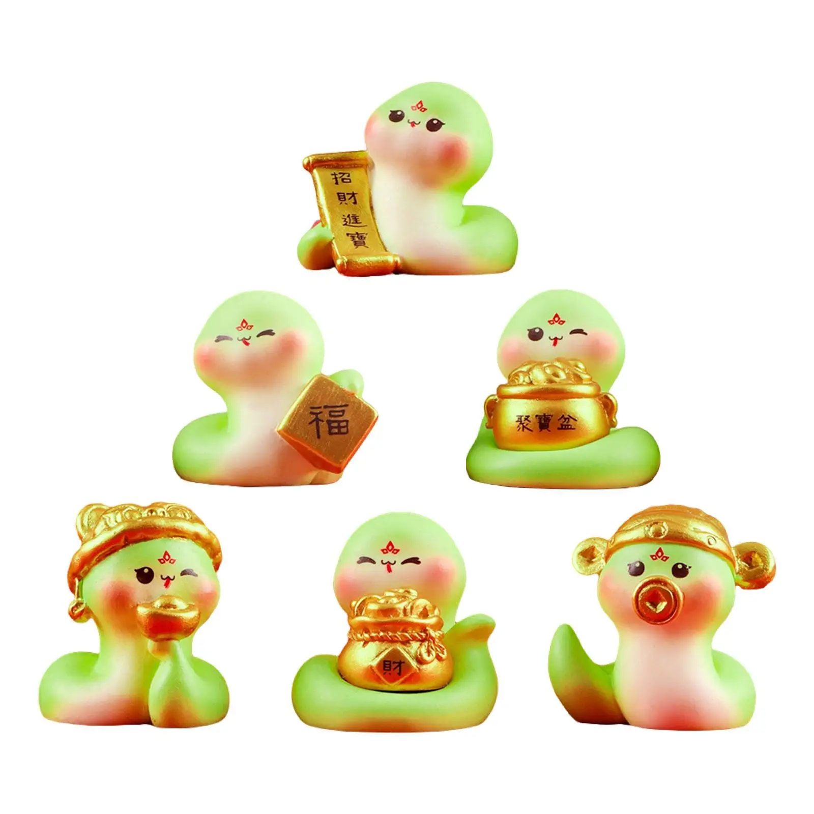 6x Miniature Snake Figurines Chinese Feng Shui Decor Art Crafts Cartoon Figurines for Entrance Fireplace Table Office Bookshelf