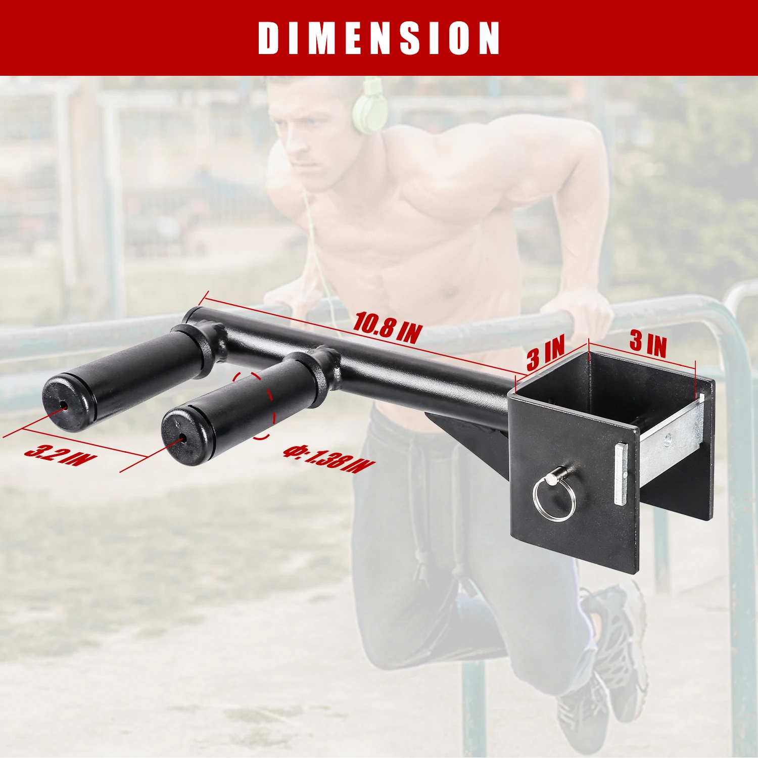 SYL Fitness Dip Bar Attachments for 50x50mm/ 75x75mm Power Rack - Narrow & Wide Dips Double Handles