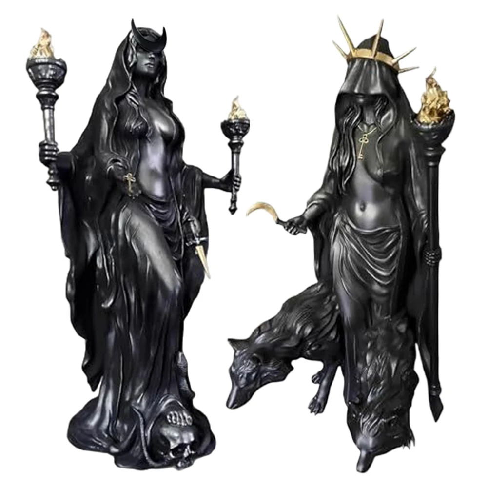 Witch of The Night Home Decoration Halloween Hecate Greek Witch Statue Figurine Modern Hounds of Magic Resin Sculpture Decor