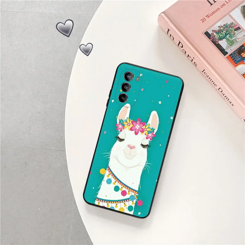 Silicone Black Phone Case for Motorola G72 G53 G73 G9 G50 G51 G60 G71 5G G22 G32 G52 Alpaca Llama Sheep Edge 30 20 40 Pro Cover