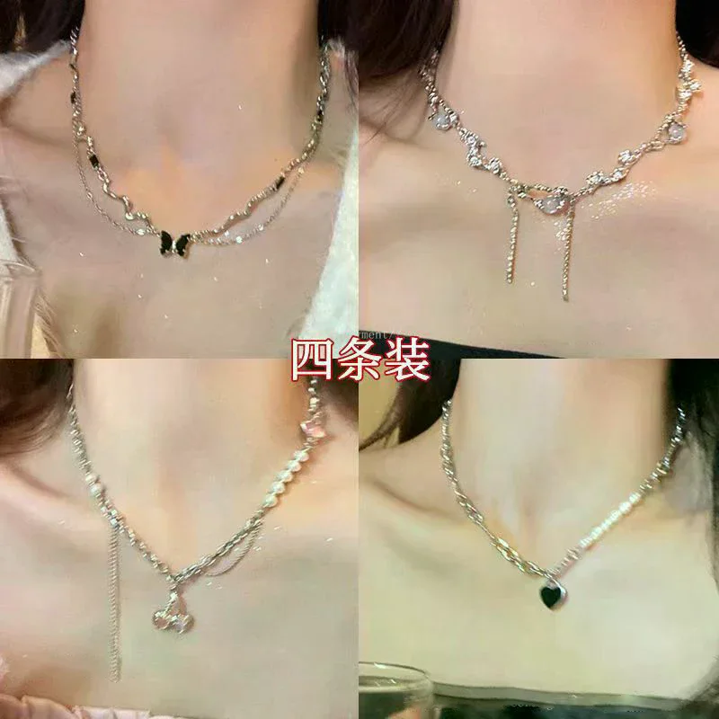 Sweet Irregular Minimalist Temperament Pearl Neck Chain Tassel Choker Necklaces For Women Anniversary Trendy Jewelry Gift