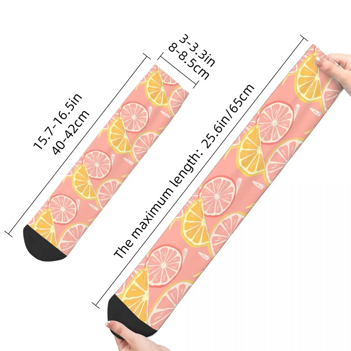 Citrus Rose Funny Men's Socks Vintage Fruits Food Hip Hop Crazy Crew Sock Gift Pattern Printed